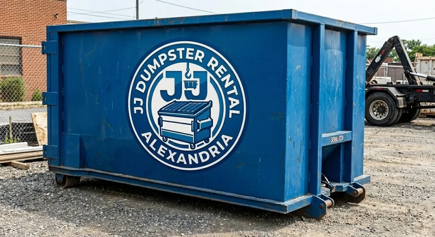 Residential Dumpster Rental in Alexandria, VA A JJ Dumpster Rental Alexandria dumpster delivered to a residential driveway for a home cleanout project